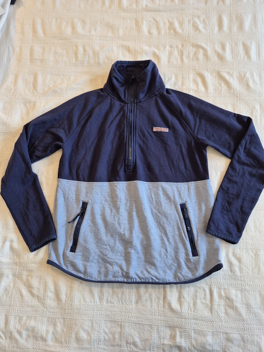 Vineyard Vines Womens Small 1/2 Zip Long Sleeve Mock Neck Blue Pullover Sweater
